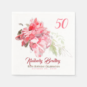 Original Peony watercolors 50th Birthday Party PN Napkin