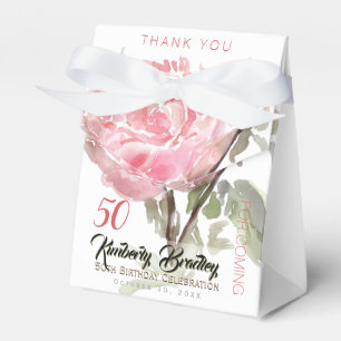 Original Peony watercolors 50th Birthday TOFB Favour Box