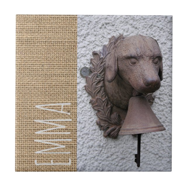 Original personalised square Tile Dog Year 2018 (Front)