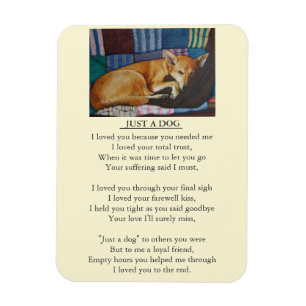 original pet sympathy message for dog magnet