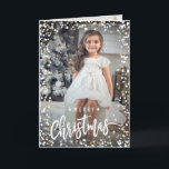 Original photo Christmas card snow confetti<br><div class="desc">Original photo Christmas card with snow confetti and text "Merry Christmas". Design your own Christmas card with photo and send it to all your family and friends. Festive snowflakes and a fun photo make this the perfect winter Christmas card. On the inside of the card is the text "Happy New...</div>