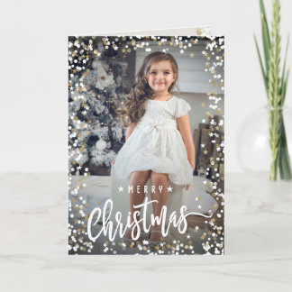 Original photo Christmas card snow confetti