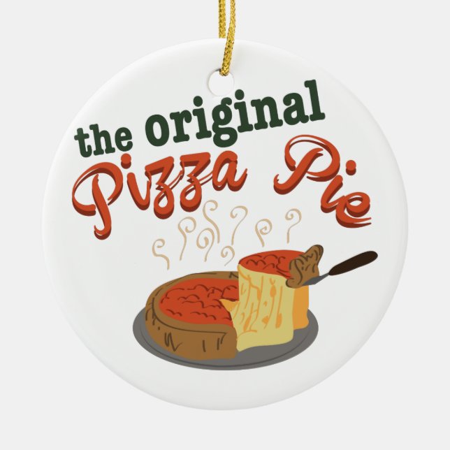 Original Pizza Pie Ceramic Tree Decoration (Front)