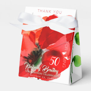 Original Poppy watercolors 50th Birthday TOFB Favour Box