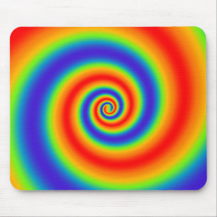 Original Rainbow Gradient Colourful Spiral Effect Mouse Pad