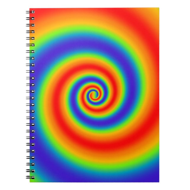 Original Rainbow Gradient Colourful Spiral Effect Notebook (Front)