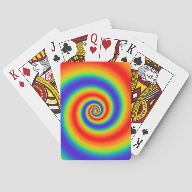 Original Rainbow Gradient Colourful Spiral Effect Playing Cards (Back)