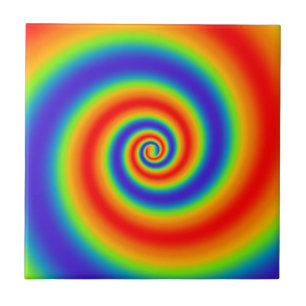 Original Rainbow Gradient Colourful Spiral Effect Tile