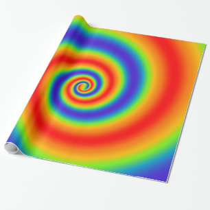 Original Rainbow Gradient Colourful Spiral Effect Wrapping Paper