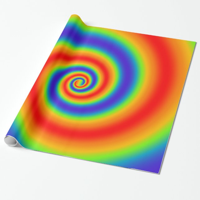Original Rainbow Gradient Colourful Spiral Effect Wrapping Paper (Unrolled)