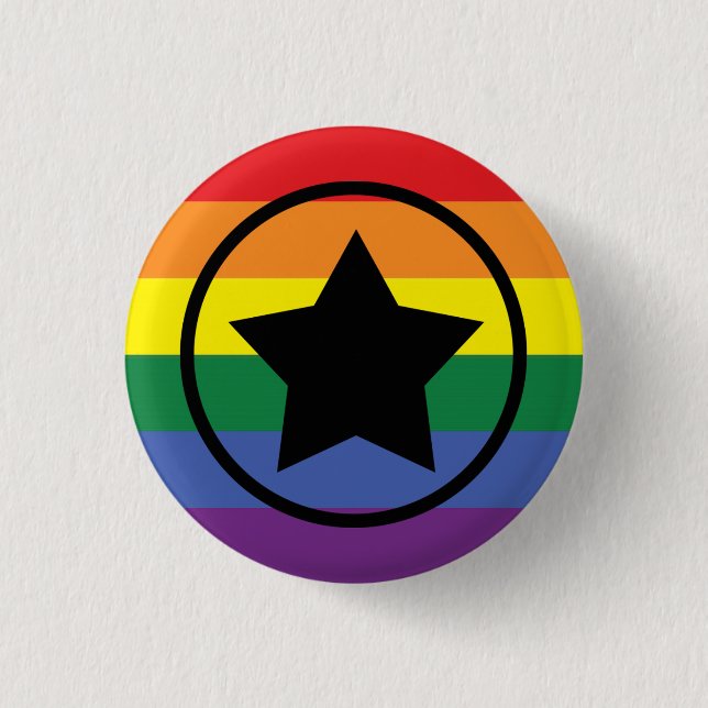 Original Rainbow Pride Flag with a Star in Circle 3 Cm Round Badge (Front)