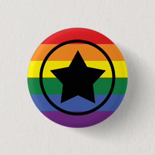 Original Rainbow Pride Flag with a Star in Circle 3 Cm Round Badge