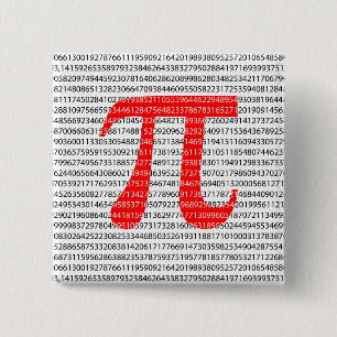 Original red number pi day mathematical symbol 15 cm square badge