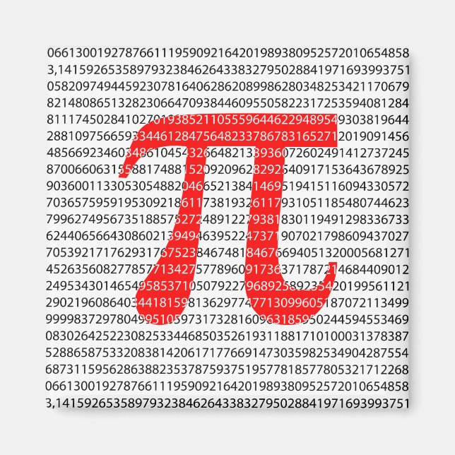 Original red number pi day mathematical symbol magnet (Front)