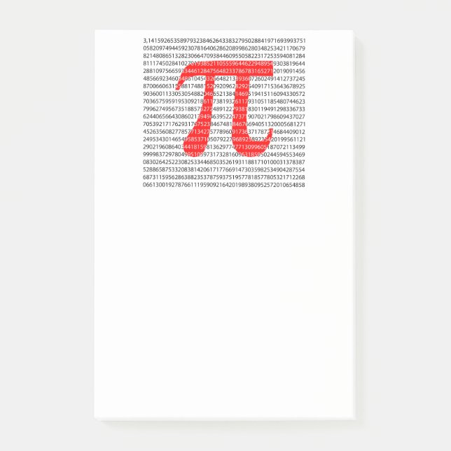 Original red number pi day mathematical symbol post-it notes (Front)