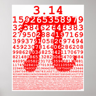 Original red number pi day mathematical symbol poster