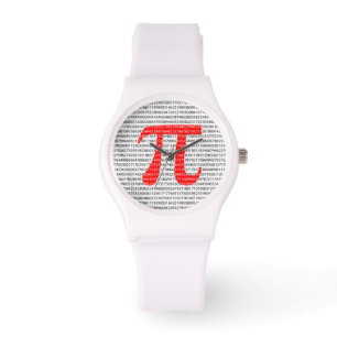 Original red number pi day mathematical symbol watch