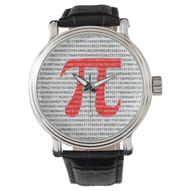 Original red number pi day mathematical symbol watch (Front)