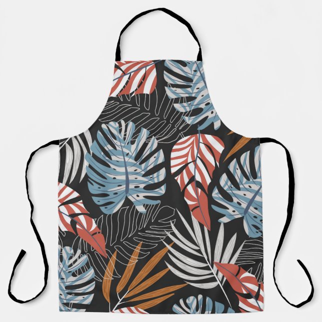 Original seamless pattern with bright plants and l apron (Front)