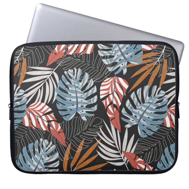 Original seamless pattern with bright plants and l laptop sleeve (Front)