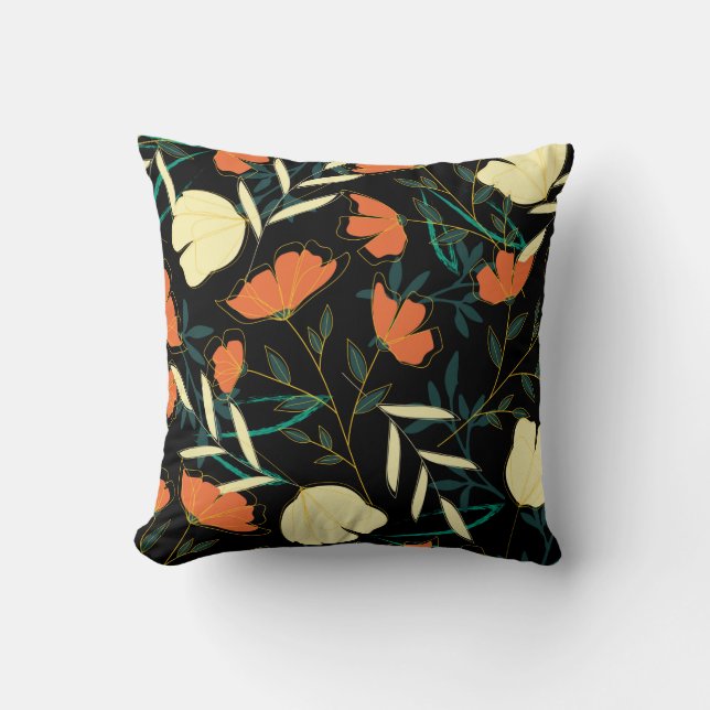 Original seamless pattern with bright tropical lea cushion (Front)