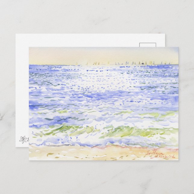 Original seascape by artist Sveta Mikhalevich Postcard (Front/Back)