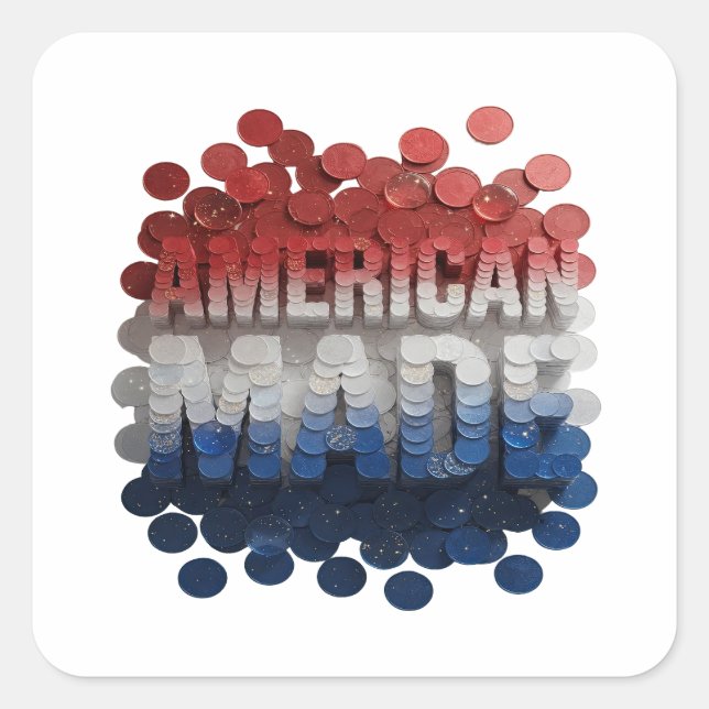 Original Silver AMERICAN MADE Decal Design Square Sticker (Front)