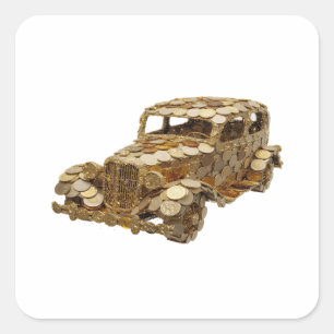 Original Silver GOLDEN CAR Gift Sticker