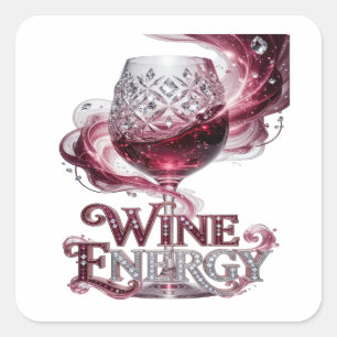 Original Silver WINE ENERGY Vinyl Style Square Sticker