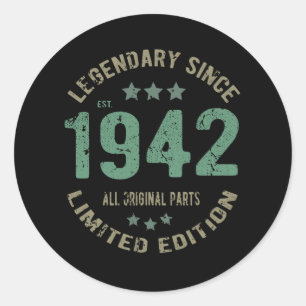 Original Since 1942 Vintage Legend Birthday Gift Classic Round Sticker