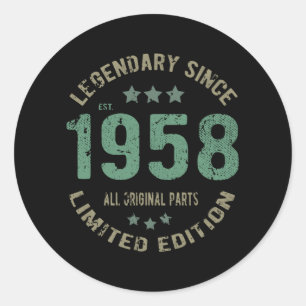 Original Since 1958 Vintage Legend Birthday Gift Classic Round Sticker