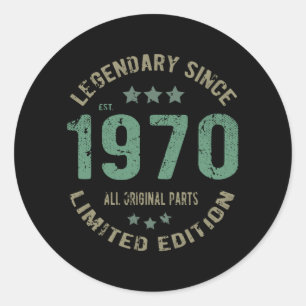 Original Since 1970 Vintage Legend Birthday Gift Classic Round Sticker