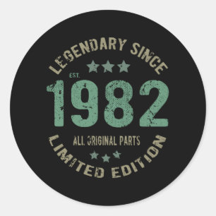 Original Since 1982 Vintage Legend Birthday Gift Classic Round Sticker