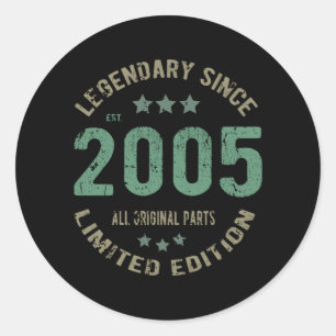 Original Since 2005 Vintage Legend Birthday Gift Classic Round Sticker