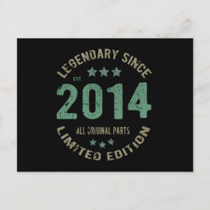 Original Since 2014 Vintage Legend Birthday Gift Postcard