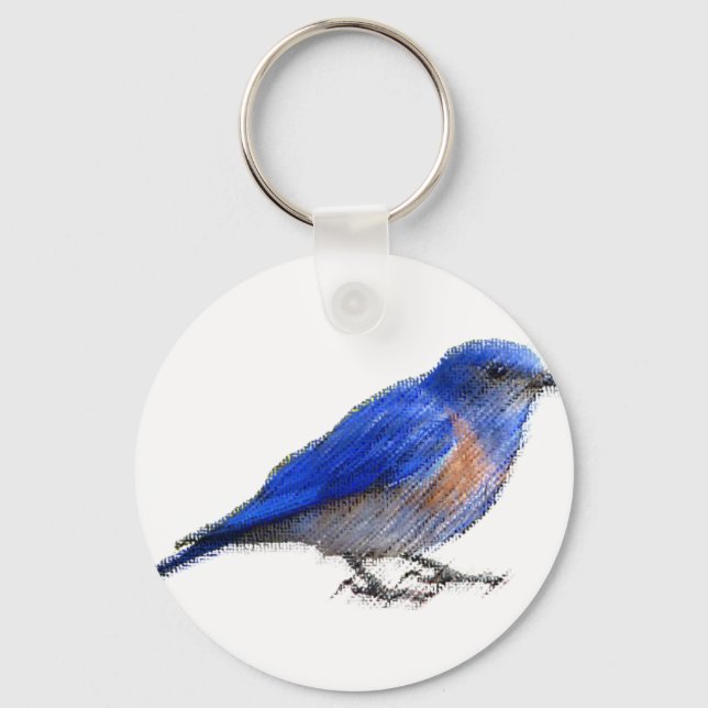 Original sketch of a blue bird (bluebird) key ring (Front)