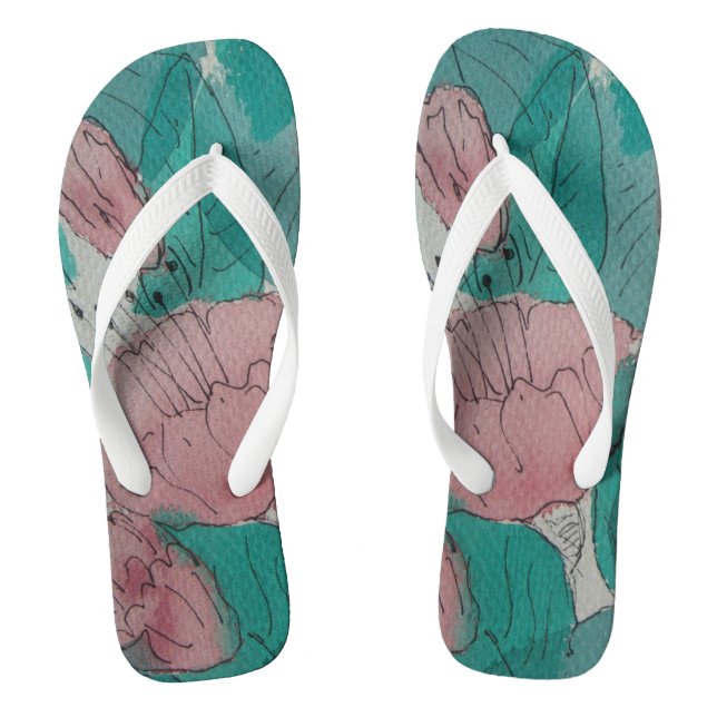 original sketchy abstract contempory floral thongs (Footbed)