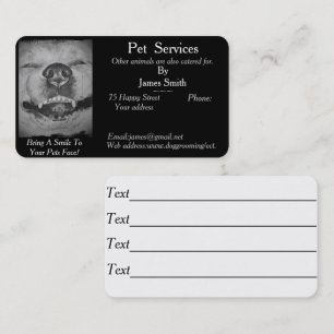 original smiling dog picture pet care services business card