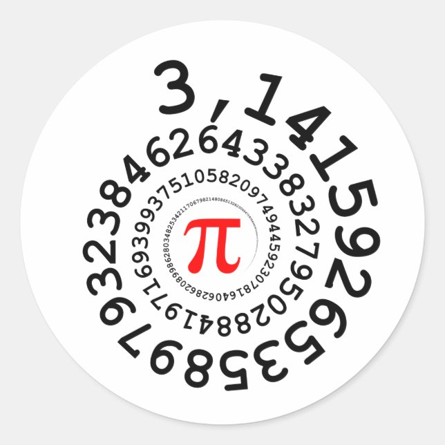Original spiral of digits Pi number 3,14... Classic Round Sticker (Front)