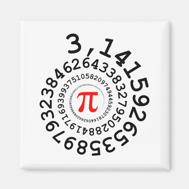 Original spiral of digits Pi number 3,14... Magnet (Front)