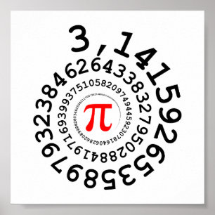 Original spiral of digits Pi number 3,14... Poster