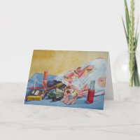 original still life picture of vintage make up bag