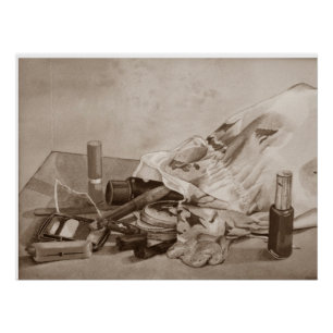 original still life picture of vintage make up bag poster