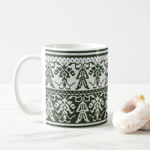 Original Style White isolated cross-stitch pattern Coffee Mug