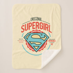 Original Supergirl Vintage Logo Badge Sherpa Blanket