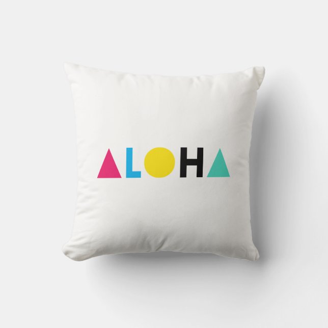 Original text ALOHA colour letters Classic Round S Cushion (Front)
