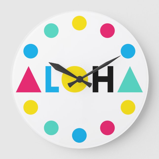 Original text ALOHA colour letters Classic Round S Large Clock (Front)