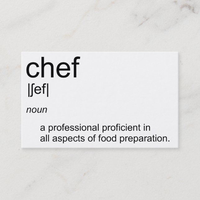 Original text design CHEF definition dictionary Business Card (Front)