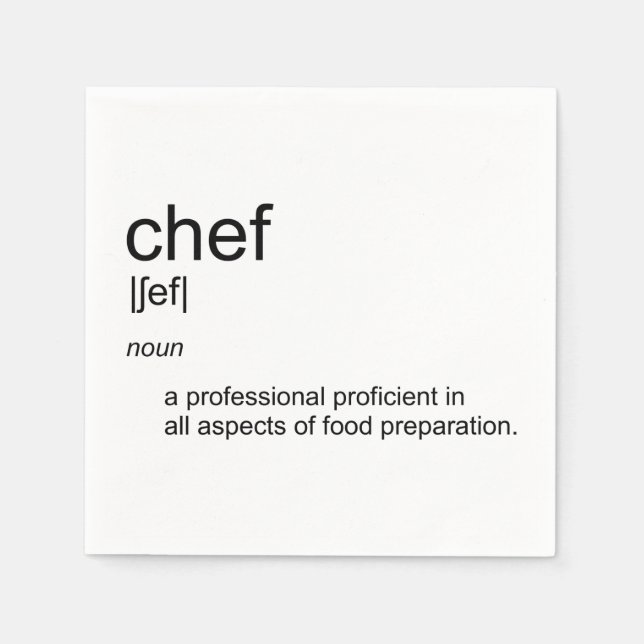 Original text design CHEF definition dictionary Napkin (Front)