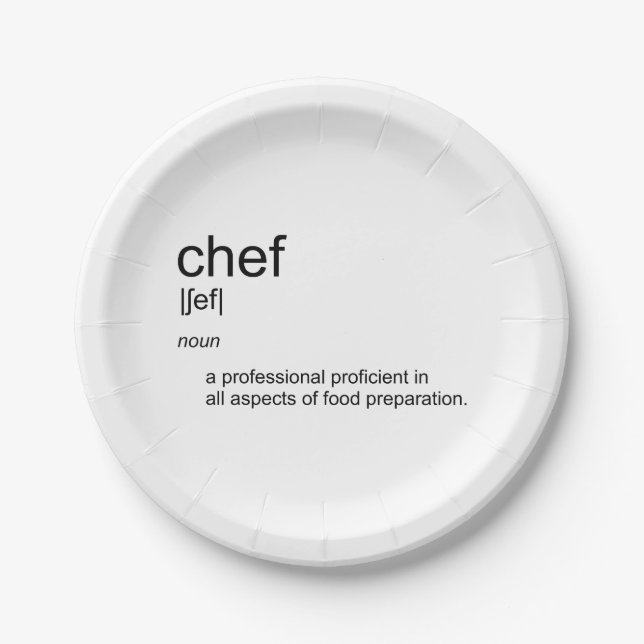 Original text design CHEF definition dictionary Paper Plate (Front)
